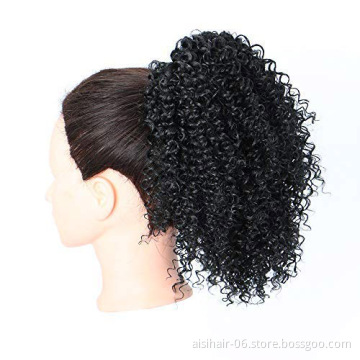 Aisi Beauty Wholesale Popular Natural Black Afro Fluffy Puff Hairpiece Extension Messy Donut Curly Afro Kinky Afro Hair Bun